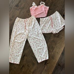 Floral Pajama Set with Pink Top
